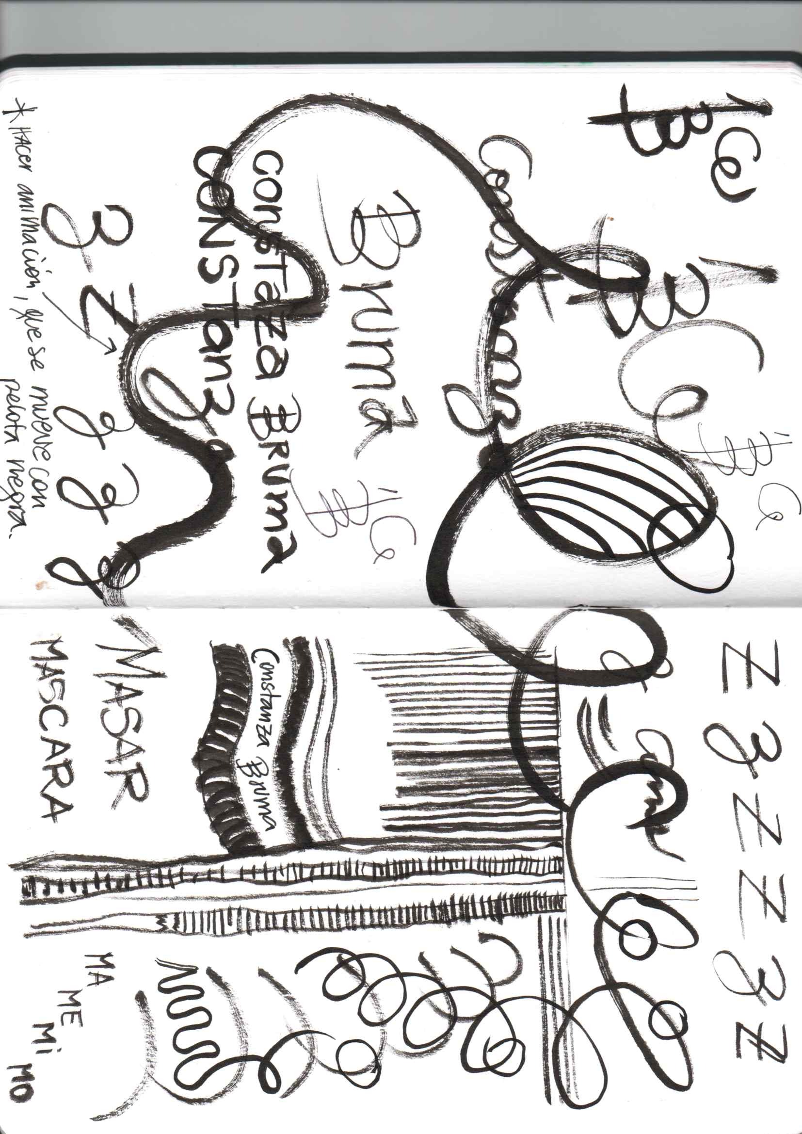 Cuaderno — páginas y firma Constanza Bruma